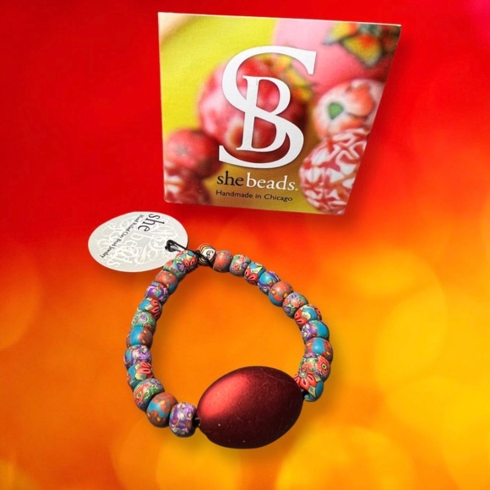 She Beads Hand Rolled Clay Bracelet